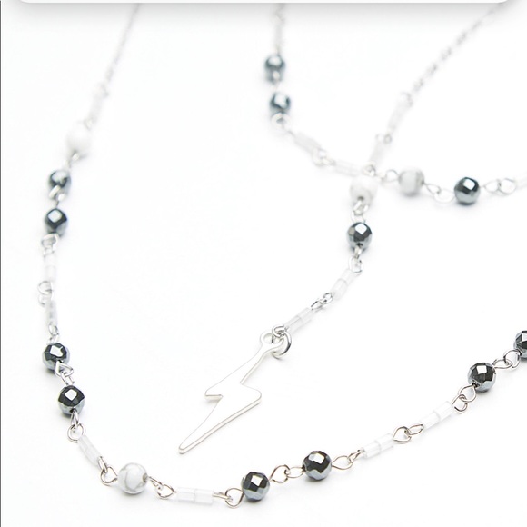 Free People Lighting Strike Silver & Black Choker - Picture 3 of 8